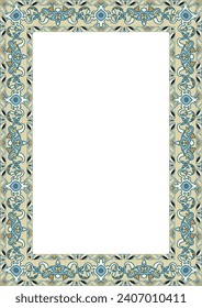 Decorative pattern frame with floral ornaments for cards and invitations