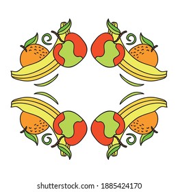 Decorative pattern frame of fruits. Vector illustration