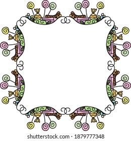 Decorative pattern frame of sweets. Vector illustration