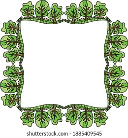 Decorative pattern frame of trees. Vector illustration