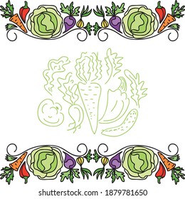 Decorative pattern frame of vegetables. Vector illustration