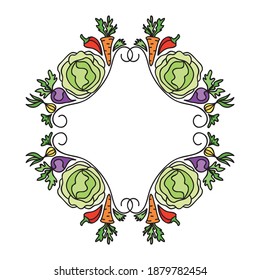 Decorative pattern frame of vegetables. Vector illustration