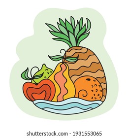 Decorative pattern fruits. Vector illustration