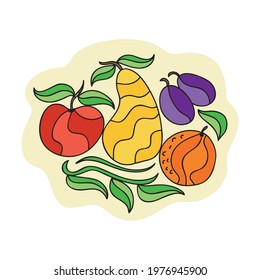 Decorative pattern fruits. Vector illustration