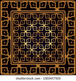 Decorative Pattern With Geometric Ornament. Perfect For Printing On Fabric Or Paper. Vector Illustration. Black bronze color.