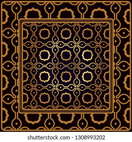 Decorative Pattern With Geometric Ornament. Perfect For Printing On Fabric Or Paper. Vector Illustration. Black bronze color.