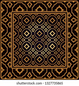 Decorative Pattern With Geometric Ornament. Perfect For Printing On Fabric Or Paper. Vector Illustration. Black bronze color.