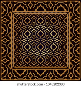 Decorative Pattern With Geometric Ornament. Perfect For Printing On Fabric Or Paper. Vector Illustration. Black bronze color.