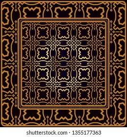 Decorative Pattern With Geometric Ornament. Perfect For Printing On Fabric Or Paper. Vector Illustration. Black bronze color.