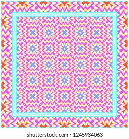 Decorative Pattern With Geometric Ornament. For Print Bandanna, Tablecloth, Fabric Print, Fashion. Vector Illustration.