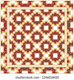 Decorative Pattern With Geometric Ornament. For Print Bandanna, Tablecloth, Fabric Print, Fashion. Vector Illustration.