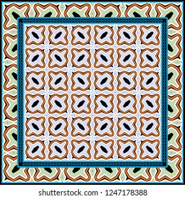 Decorative Pattern With Geometric Ornament. For Print Bandanna, Tablecloth, Fabric Print, Fashion. Vector Illustration.