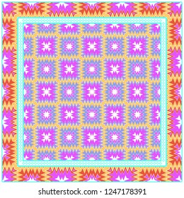 Decorative Pattern With Geometric Ornament. For Print Bandanna, Tablecloth, Fabric Print, Fashion. Vector Illustration.