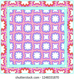 Decorative Pattern With Geometric Ornament. For Print Bandanna, Tablecloth, Fabric Print, Fashion. Vector Illustration.