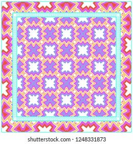 Decorative Pattern With Geometric Ornament. For Print Bandanna, Tablecloth, Fabric Print, Fashion. Vector Illustration.