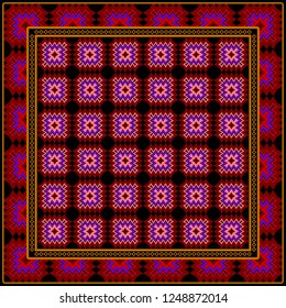 Decorative Pattern With Geometric Ornament. For Print Bandanna, Tablecloth, Fabric Print, Fashion. Vector Illustration.