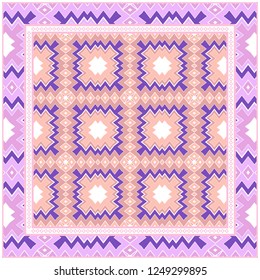 Decorative Pattern With Geometric Ornament. For Print Bandanna, Tablecloth, Fabric Print, Fashion. Vector Illustration.