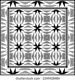 Decorative Pattern With Geometric Ornament. For Print Bandanna, Tablecloth, Fabric Print, Fashion. Vector Illustration.