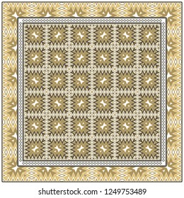 Decorative Pattern With Geometric Ornament. For Print Bandanna, Tablecloth, Fabric Print, Fashion. Vector Illustration.