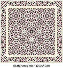 Decorative Pattern With Geometric Ornament. For Print Bandanna, Tablecloth, Fabric Print, Fashion. Vector Illustration.