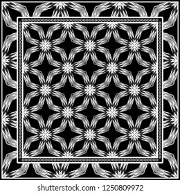 Decorative Pattern With Geometric Ornament. For Print Bandanna, Tablecloth, Fabric Print, Fashion. Vector Illustration.
