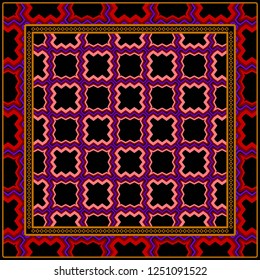 Decorative Pattern With Geometric Ornament. For Print Bandanna, Tablecloth, Fabric Print, Fashion. Vector Illustration.