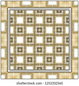 Decorative Pattern With Geometric Ornament. For Print Bandanna, Tablecloth, Fabric Print, Fashion. Vector Illustration.