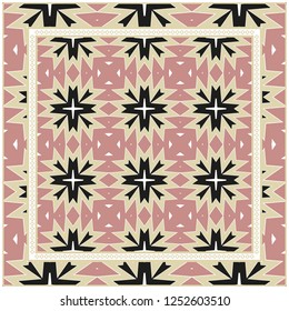 Decorative Pattern With Geometric Ornament. For Print Bandanna, Tablecloth, Fabric Print, Fashion. Vector Illustration.