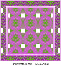 Decorative Pattern With Geometric Ornament. For Print Bandanna, Tablecloth, Fabric Print, Fashion. Vector Illustration.
