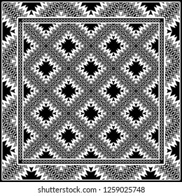Decorative Pattern With Geometric Ornament. For Print Bandanna, Tablecloth, Fabric Print, Fashion. Vector Illustration.