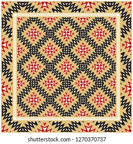 Decorative Pattern With Geometric Ornament. For Print Bandanna, Tablecloth, Fabric Print, Fashion. Vector Illustration.