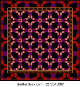 Decorative Pattern With Geometric Ornament. For Print Bandanna, Tablecloth, Fabric Print, Fashion. Vector Illustration.