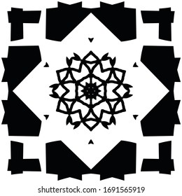 Decorative pattern with geometric shapes and frame. The ornament. Abstract texture design can be used for backgrounds, textile, wallpapers, gift wrapping, templates, shawl and tile. Vector.