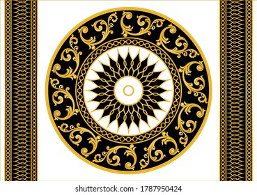 Decorative pattern of golden baroque motif with chains on white background. EPS10 Illustration.