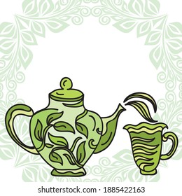 Decorative pattern green tea. Vector illustration