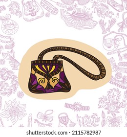 Decorative pattern handbag. Vector illustration