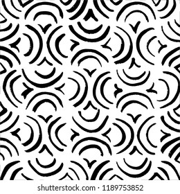 Decorative pattern with handdrawn shapes and elements. Hand painted grungy ink doodles. Trendy endless texture for digital paper, fabric, backdrops, wrapping