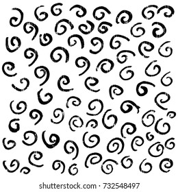 Decorative pattern with handdrawn swirl shapes Hand painted grungy ink doodles in black and white colors Trendy design element endless texture for digital paper, fabric, backdrops, wrapping