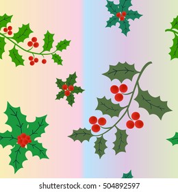 Decorative pattern with holly leaves. 
