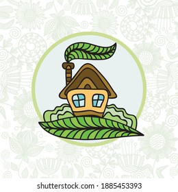 Decorative pattern house eco. Vector illustration