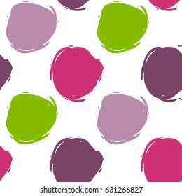 Decorative pattern with ink draw circles. Grunge style. Multicolor seamless pattern. eps10