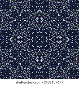 Decorative pattern made from small squares. Rich ornament for fabric design, handmade, interior decoration, textiles. 