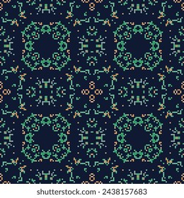 Decorative pattern made from small squares. Rich ornament for fabric design, handmade, interior decoration, textiles. 