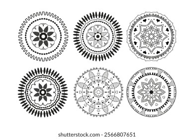 Decorative pattern mandala design. Easy Mandala Black and White Outline. Mandala for Coloring Pages