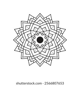 Decorative pattern mandala design. Easy Mandala Black and White Outline. Mandala for Coloring Pages