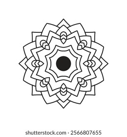 Decorative pattern mandala design. Easy Mandala Black and White Outline. Mandala for Coloring Pages