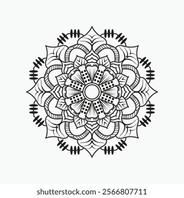 Decorative pattern mandala design. Easy Mandala Black and White Outline. Mandala for Coloring Pages