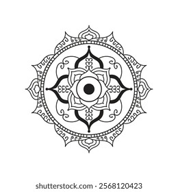 Decorative pattern mandala design. Easy Mandala Black and White Outline. Mandala for Coloring Pages