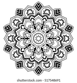 Decorative pattern mandala. Oriental round symmetrical ornament