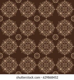 Decorative pattern mandala. Oriental round symmetrical ornament. Seamless vector pattern. 